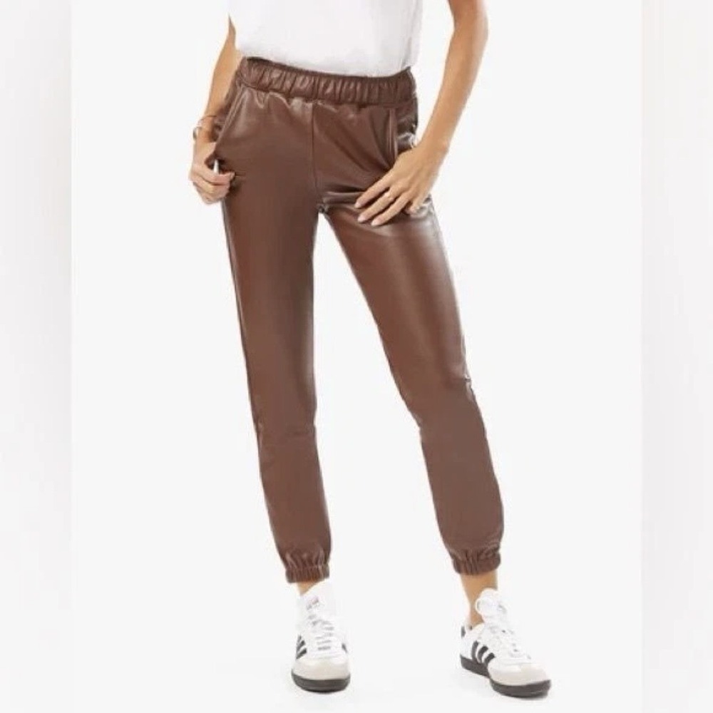 WeWoreWhat Women's Brown Vegan Leather Jogger Pants Pull On Size XS ($128.00)